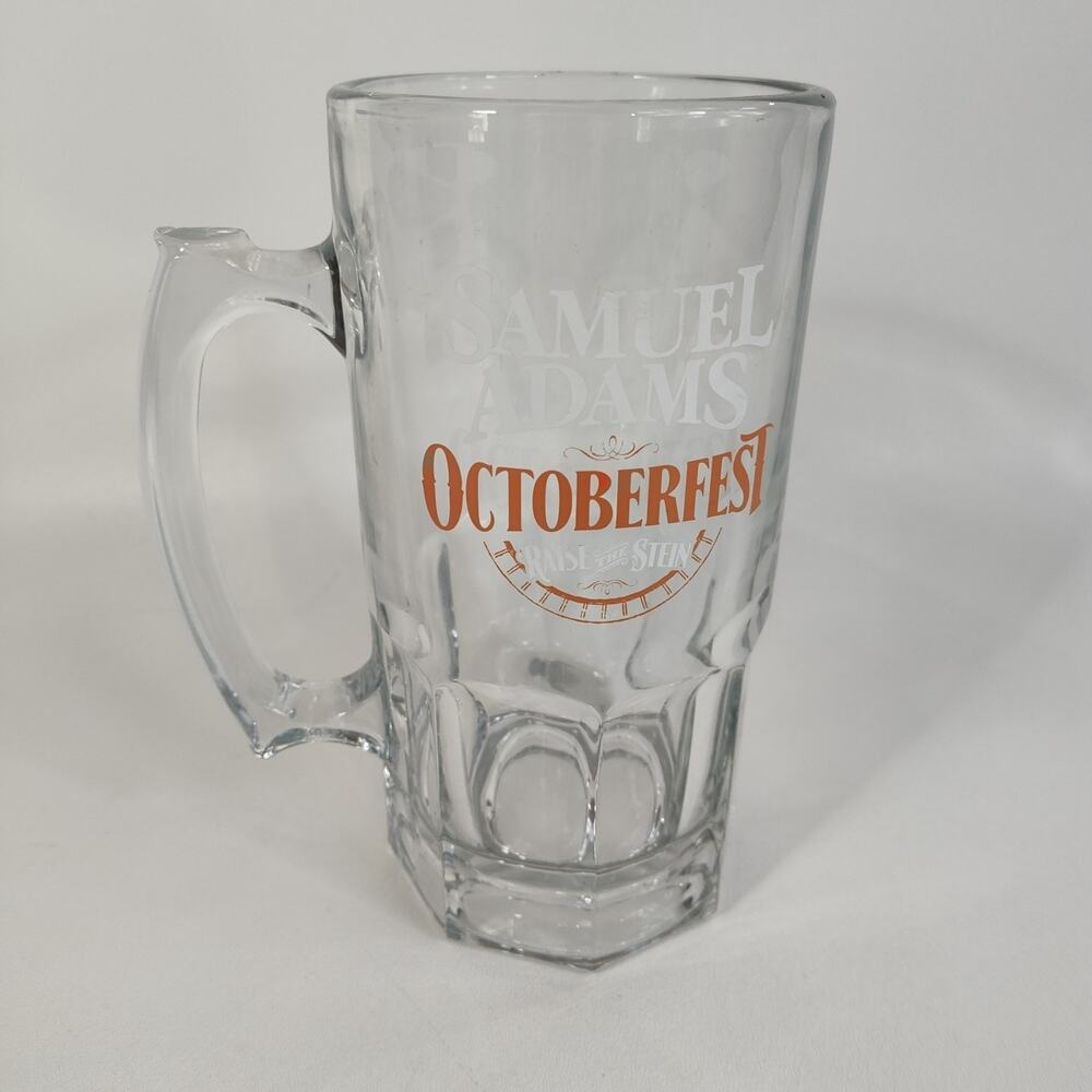 Samuel Adams Octoberfest Clear Glass Beer Stein‎ Mug "Raise the Stein"